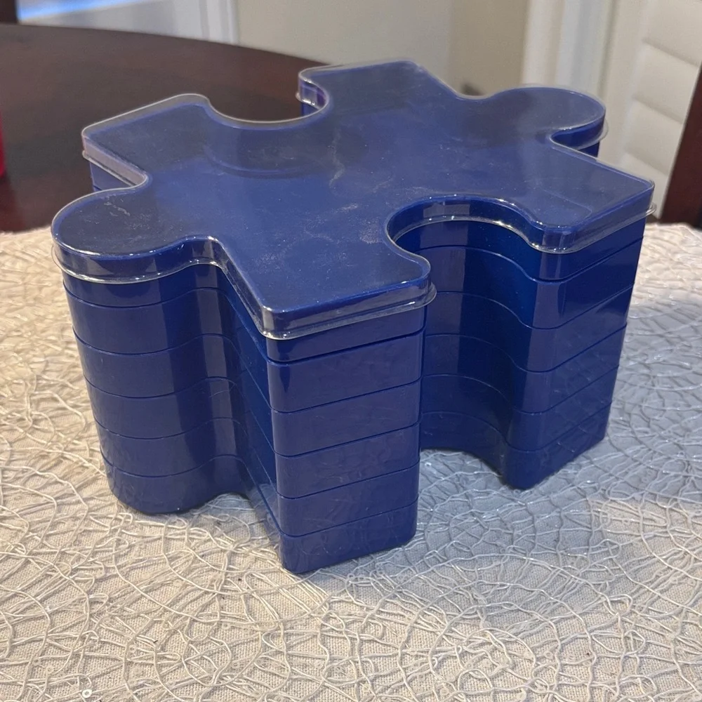 Blue Puzzle Piece Storage Box - Picture 1 of 2